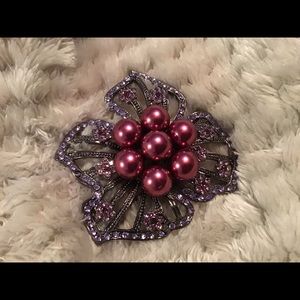 Pink flower brooch pin